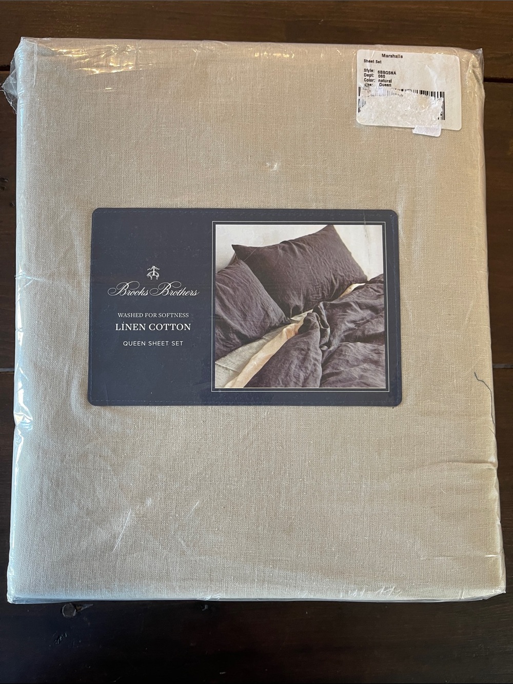 Brooks Brothers Linen-Cotton Queen Sheet Set in Natural